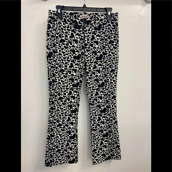 Zadig & Voltaire Polis Coeur Crop Pants Black & White Hearts Size 6 - Picture 4 of 6